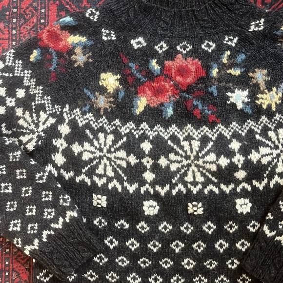 Hand Knit Shetland Wool Sweater, Large - Picture 3 of 7